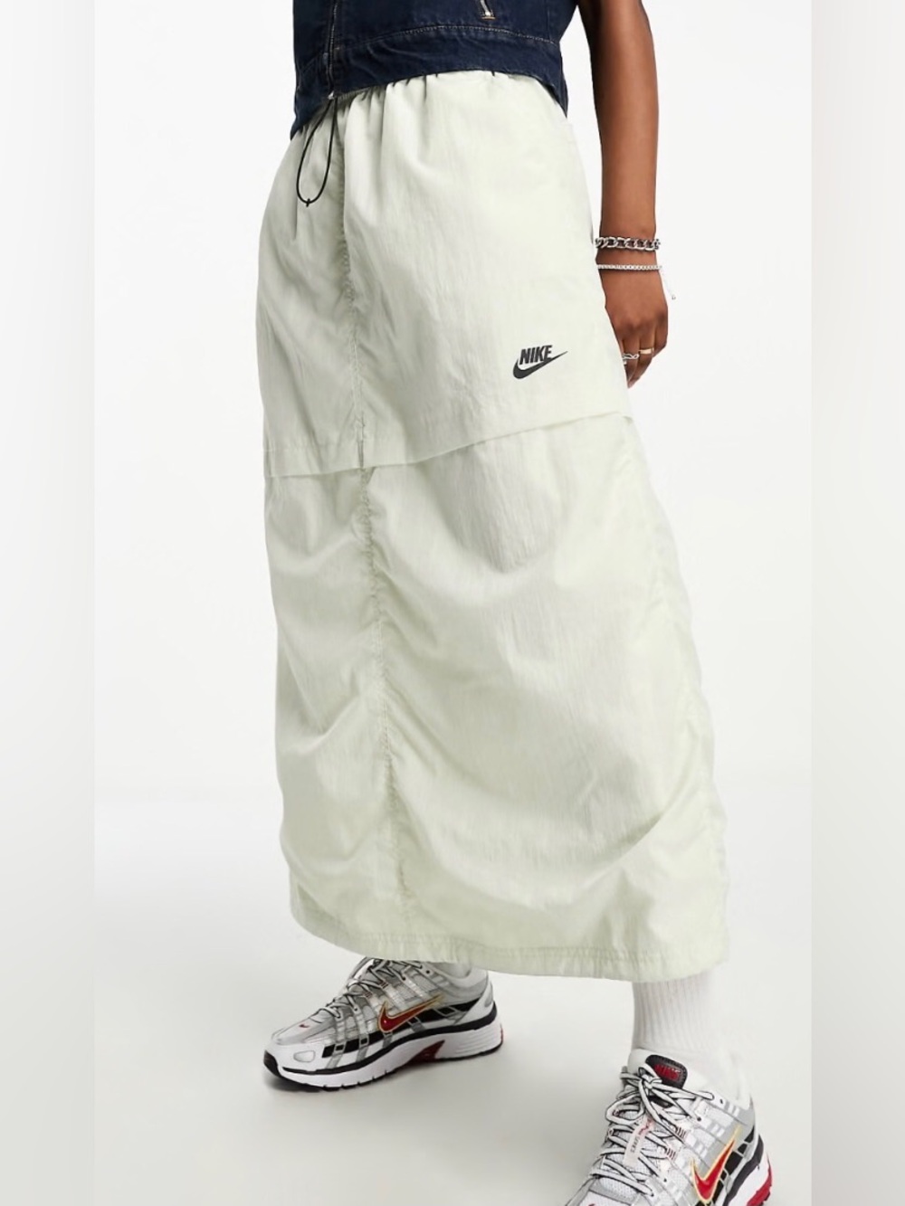 Nike Sportswear Women's  Woven  Maxi Skirt Size Large Sea Glass